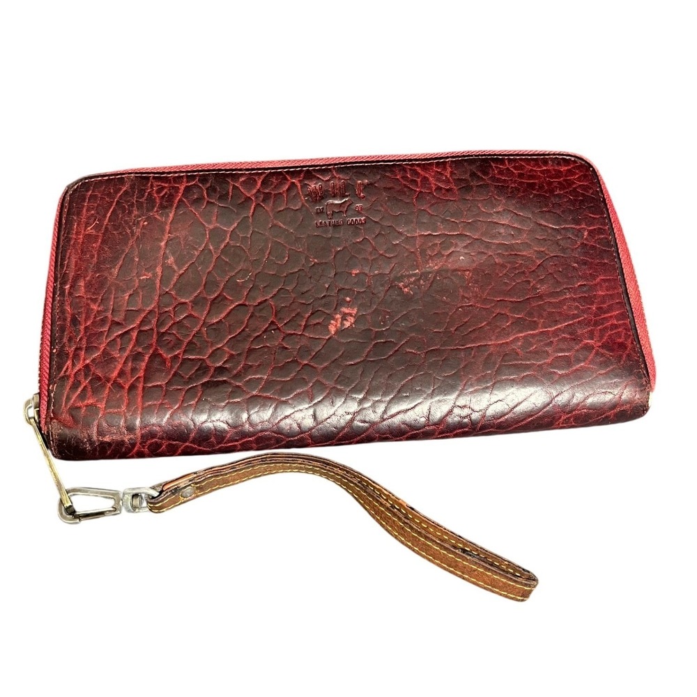Will Leather Goods Red Italian Leather Clutch Wallet Red Wristlet Unisex
